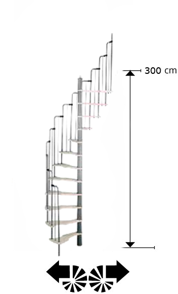 Scala a chiocciola salvaspazio metallica - Misure
