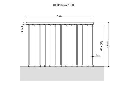 Kit balaustra rettilinea L.1500 T20 Grigio