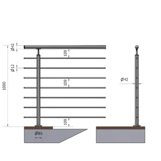 Parapetti e balaustre in acciaio foro passante