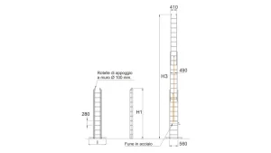 Scala in alluminio con argano 1959 misure