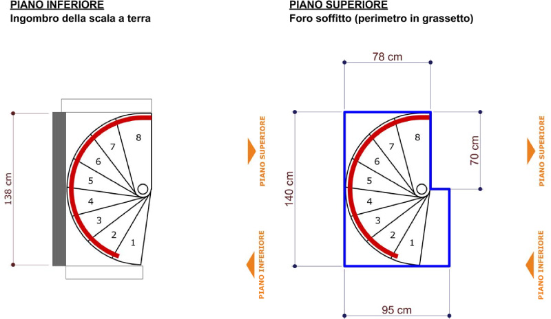 Scala chiocciola salvaspazio Hoop 8 gradini 140 cm