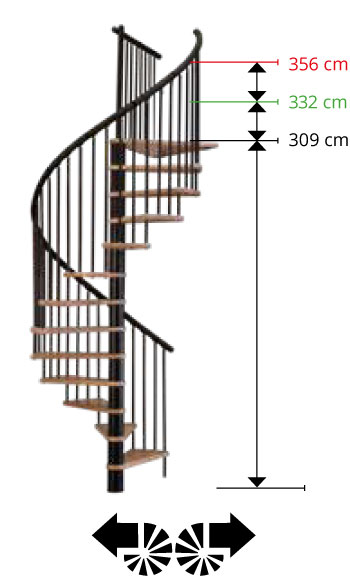 Scala a chiocciola grigia venezia laccata bianco 120 cm - Dimensioni gradino ed alzata gradino