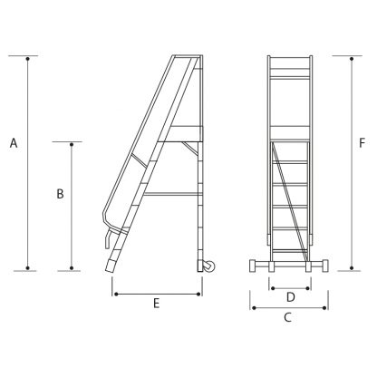 Scale a castello a compasso richiudibili eco altezza piano 3.00 mt - barra stabilizzatrice con ruote