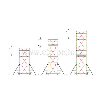 Ponteggio 7 UNI EN 1004 - 374 cm sistema di assemblaggio