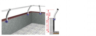 Parapetti in alluminio inclinati fissaggio a parete 60 < H < 100 cm