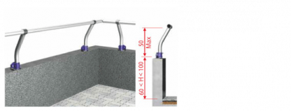Parapetto inclinato fissaggio in piano veletta 60 < H < 100 cm
