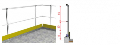 Parapetti in alluminio verticali fissaggio in piano H < 15 cm