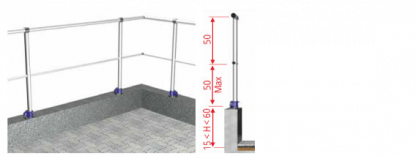 Parapetti in alluminio verticali fissaggio in piano 15 < H < 60 cm