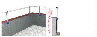 Parapetti in alluminio verticali fissaggio in piano  60 < H < 100 cm