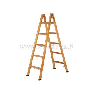 Scala in legno doppia salita professionale 5 pioli particolare