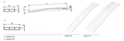 Rampe di carico per furgoni curve HLS 1492 x 215 mm 540 Kg misure