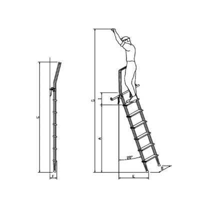 Scale con ganci e parapetto 6 gradini montata su scaffale