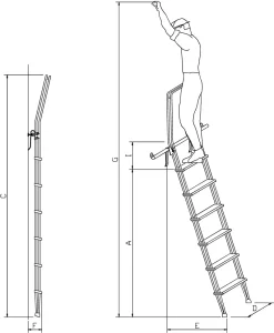 Scala in alluminio con ganci C1 misure