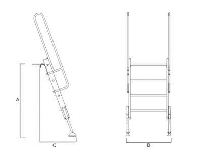 Scala per accesso camion 4 gradini corrimani OPTIONAL