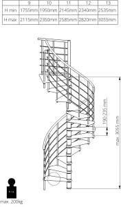 Scale a chiocciola in legno massiccio Venezia Smart misure