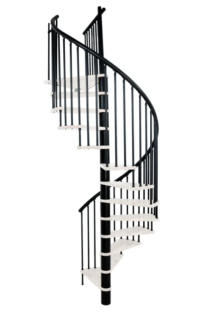 Scala a chiocciola spiral effect 120 cm metallo Nero legno Bianco