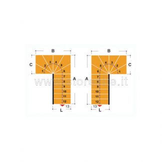 Scala per interni Tech 95 configurazione n° 21 a U - A: 120 B: 252-259 C: 139-144 (cm)