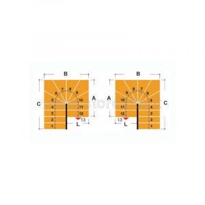 Scala per interni Tech 95 configurazione n° 6 a U - A: 120 B: 184 C: 207-219 (cm)