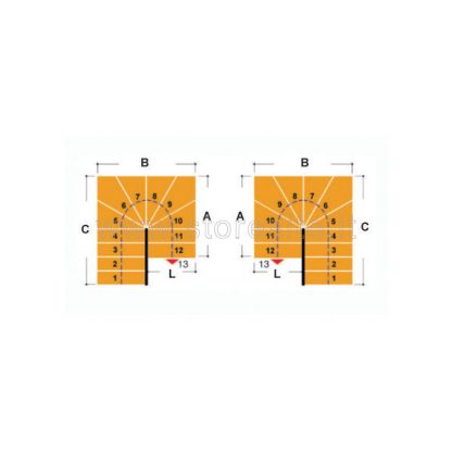 Scala per interni Tech 95 configurazione n° 6 a U - A: 120 B: 184 C: 207-219 (cm)