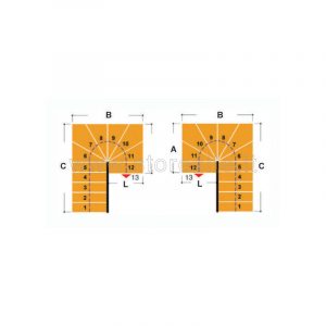 Scala per interni Tech 95 configurazione n° 7 a U - A: 99 B: 184 C: 229-244 (cm)