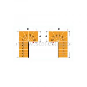 Scala per interni Tech 95 configurazione n° 8 a U - A: 210-220 B: 207-209 C: 94 (cm)