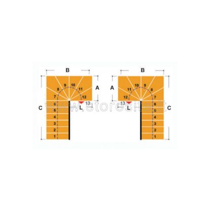 Scala per interni Tech 95 configurazione n° 8 a U - A: 210-220 B: 207-209 C: 94 (cm)