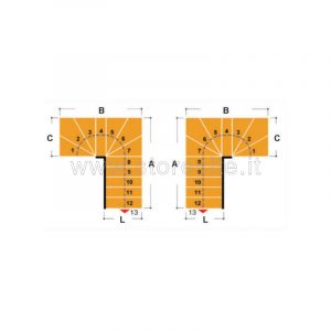 Scala per interni Tech 95 configurazione n° 9 a U - A: 188-195 B: 207-209 C: 117-119 (cm)