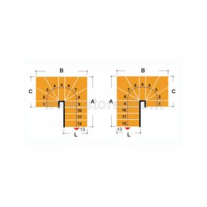 Scala per interni Tech 95 configurazione n° 10 a U - A: 165-170 B: 207-209 C: 139-144 (cm)