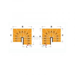 Scala per interni Tech 95 configurazione n° 11 a U - A: 143-145 B: 207-209 C: 162-169 (cm)