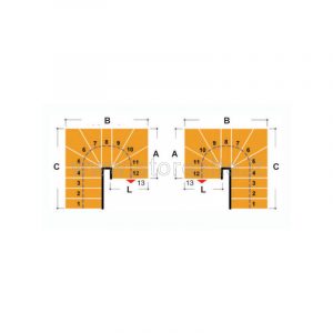 Scala per interni Tech 95 configurazione n° 22 a U - A: 99 B: 252-259 C: 162-169 (cm)