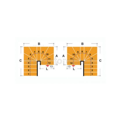 Scala per interni Tech 95 configurazione n° 22 a U - A: 99 B: 252-259 C: 162-169 (cm)