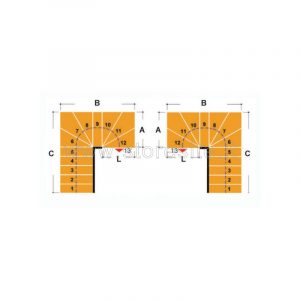 Scala per interni Tech 95 configurazione n° 14 a U - A: 188-195 B: 229-234 C: 94 (cm)