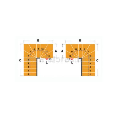 Scala per interni Tech 95 configurazione n° 14 a U - A: 188-195 B: 229-234 C: 94 (cm)