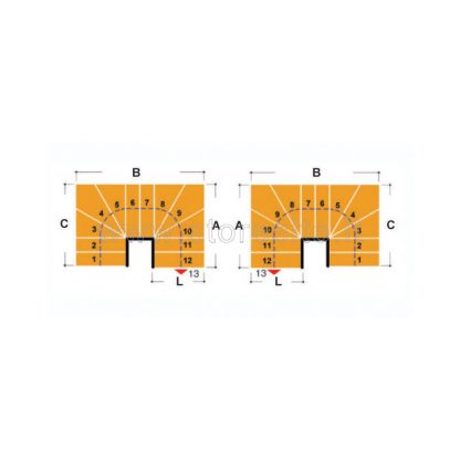 Scala per interni Tech 95 configurazione n° 17 a U - A: 120 B: 229-234 C: 162-169 (cm)