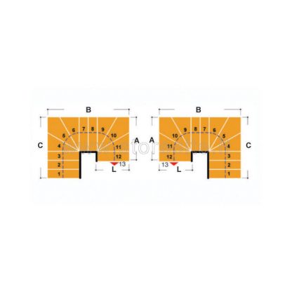 Scala per interni Tech 95 configurazione n° 18 a U - A: 99 B: 229-234 C: 184-194 (cm)