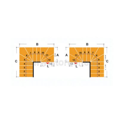 Scala per interni Tech 95 configurazione n° 18 a U - A: 165-170 B: 252-259 C: 94 (cm)