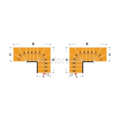 Scala per interni Tech 95 configurazione n° 20 a U - A: 143-145 B: 252-259 C: 117-119 (cm)