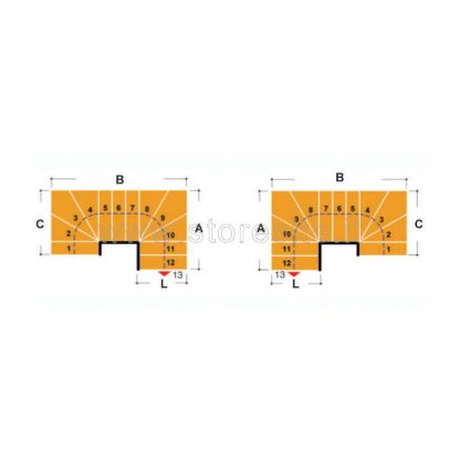 Scala per interni Tech 95 configurazione n° 12 a U - A: 120 B: 207-209 C: 184-194 (cm)