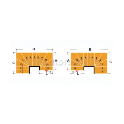 Scala per interni Tech 95 configurazione n° 13 a U - A: 99 B: 207-209 C: 207-219 (cm)