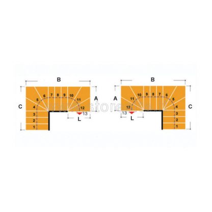 Scala per interni Tech 95 configurazione n° 23 a U - A: 143-145 B: 274-284 C: 94 (cm)