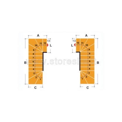 Scala per interni Tech 95 configurazione n° 27 a U - A: 99 B: 297-309 C: 117-119 (cm)