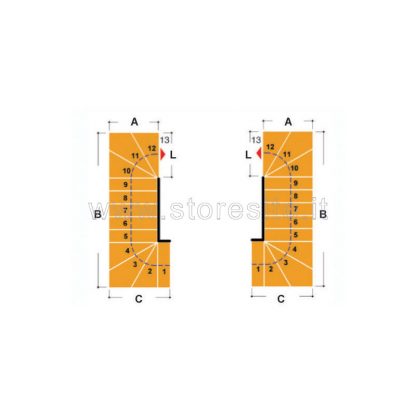 Scala per interni Tech 95 configurazione n° 28 a U - A: 99 B: 319-334 C: 94 (cm)