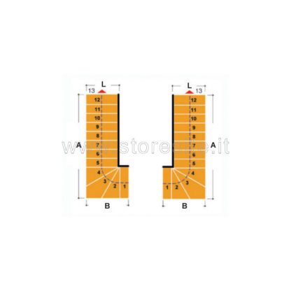 Scala per interni Tech 75 configurazione n° 3 a L -  A: 220-235 B: 117-120 (cm)