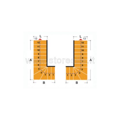 Scala per interni Tech 75 configurazione n° 4 a L -  A: 200-213 B: 137-142 (cm)