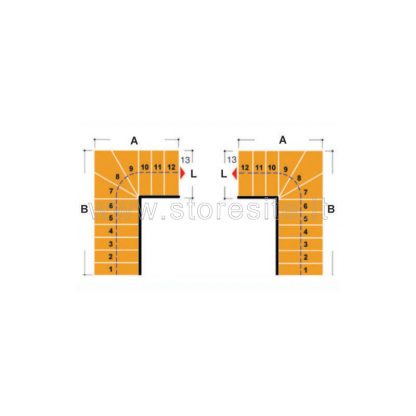 Scala per interni Tech 75 configurazione n° 8 a L -  A: 120-123 B: 217-232 (cm)