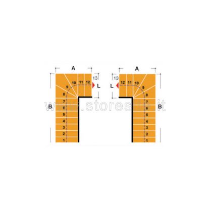 Scala per interni Tech 75 configurazione n° 9 a L -  A: 100 B: 237-255 (cm)